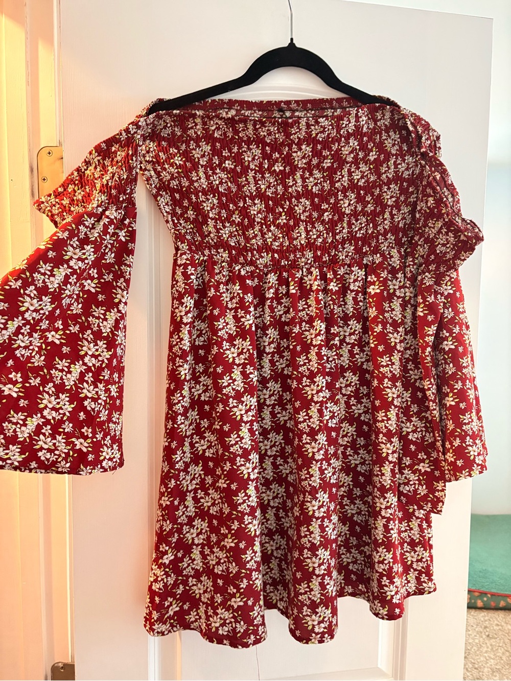 Red Floral Off-Shoulder Dress